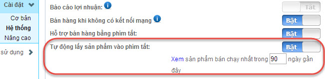 Tự động lấy sản phẩm cho phím tắt